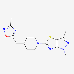 molecular formula C15H20N6OS B5689457 1,3-dimethyl-5-{4-[(3-methyl-1,2,4-oxadiazol-5-yl)methyl]piperidin-1-yl}-1H-pyrazolo[3,4-d][1,3]thiazole 