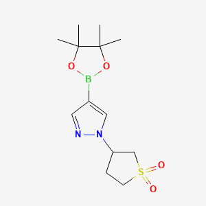 molecular formula C13H21BN2O4S B568948 3-(4-(4,4,5,5-Tetramethyl-1,3,2-dioxaborolan-2-yl)-1H-pyrazol-1-yl)tetrahydrothiophene 1,1-dioxide CAS No. 1233526-31-2