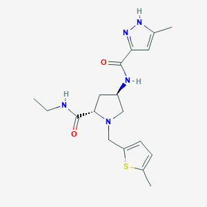 molecular formula C18H25N5O2S B5689483 (4R)-N-ethyl-4-{[(3-methyl-1H-pyrazol-5-yl)carbonyl]amino}-1-[(5-methyl-2-thienyl)methyl]-L-prolinamide 