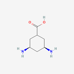 molecular formula C7H14N2O2 B568950 (3S,5R)-3,5-diaminocyclohexane-1-carboxylic acid CAS No. 592537-89-8