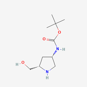 molecular formula C10H20N2O3 B568956 叔丁基((3S,5S)-5-(羟甲基)吡咯烷-3-基)氨基甲酸酯 CAS No. 663948-85-4