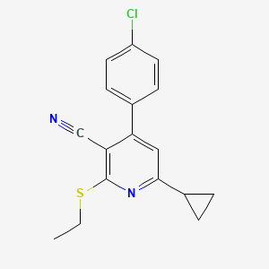 molecular formula C17H15ClN2S B5689608 4-(4-chlorophenyl)-6-cyclopropyl-2-(ethylthio)nicotinonitrile 