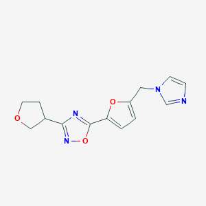 molecular formula C14H14N4O3 B5689619 5-[5-(1H-imidazol-1-ylmethyl)-2-furyl]-3-(tetrahydrofuran-3-yl)-1,2,4-oxadiazole 
