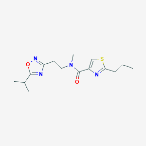 molecular formula C15H22N4O2S B5689680 N-[2-(5-isopropyl-1,2,4-oxadiazol-3-yl)ethyl]-N-methyl-2-propyl-1,3-thiazole-4-carboxamide 
