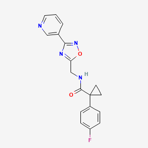 molecular formula C18H15FN4O2 B5689699 1-(4-fluorophenyl)-N-{[3-(3-pyridinyl)-1,2,4-oxadiazol-5-yl]methyl}cyclopropanecarboxamide 