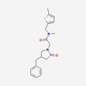 molecular formula C20H24N2O2S B5689714 2-(4-benzyl-2-oxopyrrolidin-1-yl)-N-methyl-N-[(5-methyl-2-thienyl)methyl]acetamide 
