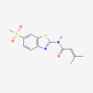 molecular formula C13H14N2O3S2 B5689769 3-methyl-N-[6-(methylsulfonyl)-1,3-benzothiazol-2-yl]-2-butenamide 