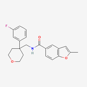 molecular formula C22H22FNO3 B5689781 N-{[4-(3-fluorophenyl)tetrahydro-2H-pyran-4-yl]methyl}-2-methyl-1-benzofuran-5-carboxamide 