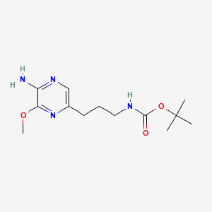 molecular formula C13H22N4O3 B568979 tert-Butyl (3-(5-amino-6-methoxypyrazin-2-yl)propyl)carbamate CAS No. 1621083-38-2