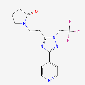molecular formula C15H16F3N5O B5689799 1-{2-[3-pyridin-4-yl-1-(2,2,2-trifluoroethyl)-1H-1,2,4-triazol-5-yl]ethyl}pyrrolidin-2-one 