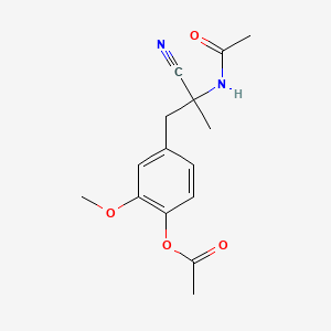 molecular formula C15H18N2O4 B568982 [4-(2-Acetamido-2-cyanopropyl)-2-methoxyphenyl] acetate CAS No. 15073-74-2