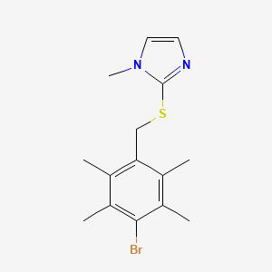 molecular formula C15H19BrN2S B5689884 2-[(4-bromo-2,3,5,6-tetramethylbenzyl)thio]-1-methyl-1H-imidazole 