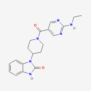 molecular formula C19H22N6O2 B5689925 1-(1-{[2-(ethylamino)-5-pyrimidinyl]carbonyl}-4-piperidinyl)-1,3-dihydro-2H-benzimidazol-2-one 