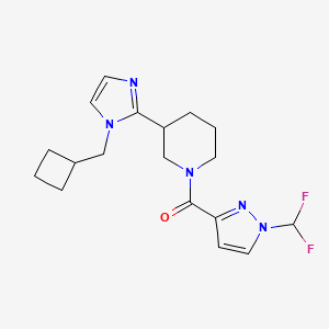 molecular formula C18H23F2N5O B5689966 3-[1-(cyclobutylmethyl)-1H-imidazol-2-yl]-1-{[1-(difluoromethyl)-1H-pyrazol-3-yl]carbonyl}piperidine 