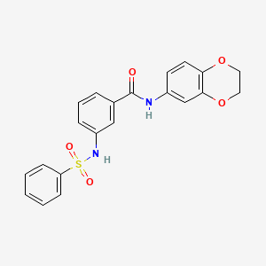 molecular formula C21H18N2O5S B5690031 N-(2,3-dihydro-1,4-benzodioxin-6-yl)-3-[(phenylsulfonyl)amino]benzamide 