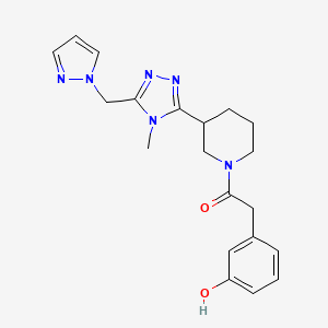 molecular formula C20H24N6O2 B5690060 3-(2-{3-[4-methyl-5-(1H-pyrazol-1-ylmethyl)-4H-1,2,4-triazol-3-yl]piperidin-1-yl}-2-oxoethyl)phenol 