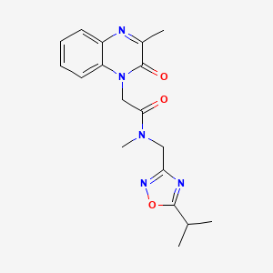 molecular formula C18H21N5O3 B5690165 N-[(5-isopropyl-1,2,4-oxadiazol-3-yl)methyl]-N-methyl-2-(3-methyl-2-oxoquinoxalin-1(2H)-yl)acetamide 
