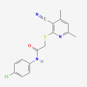 N-(4-chlorophenyl)-2-[(3-cyano-4,6-dimethyl-2-pyridinyl)thio]acetamide