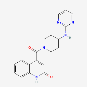 molecular formula C19H19N5O2 B5690231 4-{[4-(2-pyrimidinylamino)-1-piperidinyl]carbonyl}-2(1H)-quinolinone 