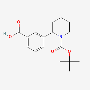 molecular formula C17H23NO4 B569025 3-[1-[(2-methylpropan-2-yl)oxycarbonyl]piperidin-2-yl]benzoic acid CAS No. 908334-24-7