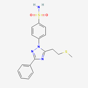 molecular formula C17H18N4O2S2 B5690252 4-{5-[2-(methylthio)ethyl]-3-phenyl-1H-1,2,4-triazol-1-yl}benzenesulfonamide 