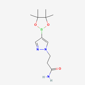 molecular formula C12H20BN3O3 B569031 4-(4,4,5,5-Tetramethyl-1,3,2-dioxaborolan-2-yl)-1H-pyrazole-1-propanamide CAS No. 1093307-34-6