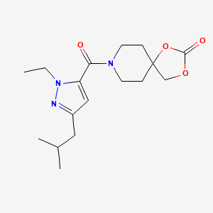 molecular formula C17H25N3O4 B5690336 8-[(1-ethyl-3-isobutyl-1H-pyrazol-5-yl)carbonyl]-1,3-dioxa-8-azaspiro[4.5]decan-2-one 