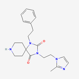 molecular formula C21H27N5O2 B5690360 3-[2-(2-methyl-1H-imidazol-1-yl)ethyl]-1-(2-phenylethyl)-1,3,8-triazaspiro[4.5]decane-2,4-dione dihydrochloride 