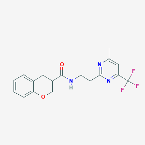 molecular formula C18H18F3N3O2 B5690367 N-{2-[4-methyl-6-(trifluoromethyl)pyrimidin-2-yl]ethyl}chromane-3-carboxamide 