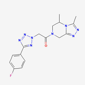 molecular formula C16H17FN8O B5690376 7-{[5-(4-fluorophenyl)-2H-tetrazol-2-yl]acetyl}-3,5-dimethyl-5,6,7,8-tetrahydro[1,2,4]triazolo[4,3-a]pyrazine 
