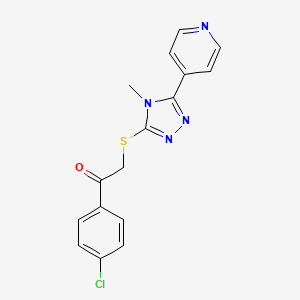 molecular formula C16H13ClN4OS B5690410 1-(4-chlorophenyl)-2-{[4-methyl-5-(4-pyridinyl)-4H-1,2,4-triazol-3-yl]thio}ethanone 