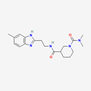 molecular formula C19H27N5O2 B5690424 N~1~,N~1~-dimethyl-N~3~-[2-(5-methyl-1H-benzimidazol-2-yl)ethyl]-1,3-piperidinedicarboxamide 