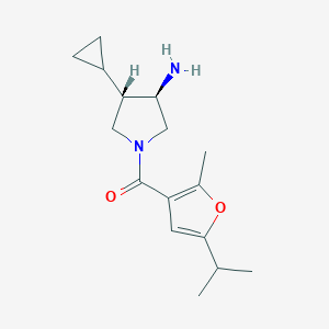 molecular formula C16H24N2O2 B5690438 (3R*,4S*)-4-cyclopropyl-1-(5-isopropyl-2-methyl-3-furoyl)pyrrolidin-3-amine 