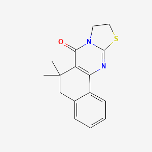 molecular formula C16H16N2OS B5690479 6,6-dimethyl-5,6,9,10-tetrahydro-7H-benzo[h][1,3]thiazolo[2,3-b]quinazolin-7-one 