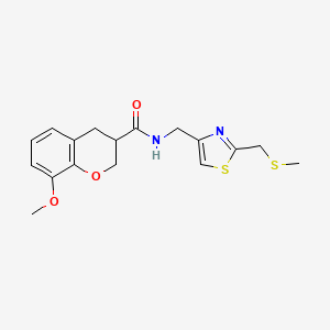 molecular formula C17H20N2O3S2 B5690483 8-methoxy-N-({2-[(methylthio)methyl]-1,3-thiazol-4-yl}methyl)chromane-3-carboxamide 