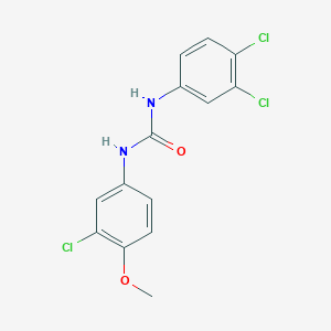 molecular formula C14H11Cl3N2O2 B5690501 N-(3-chloro-4-methoxyphenyl)-N'-(3,4-dichlorophenyl)urea 