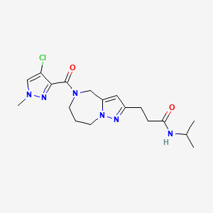 molecular formula C18H25ClN6O2 B5690509 3-{5-[(4-chloro-1-methyl-1H-pyrazol-3-yl)carbonyl]-5,6,7,8-tetrahydro-4H-pyrazolo[1,5-a][1,4]diazepin-2-yl}-N-isopropylpropanamide 