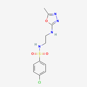 molecular formula C11H13ClN4O3S B5690532 4-chloro-N-{2-[(5-methyl-1,3,4-oxadiazol-2-yl)amino]ethyl}benzenesulfonamide 