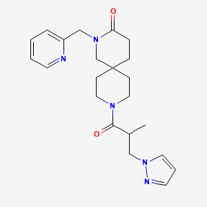 molecular formula C22H29N5O2 B5690536 9-[2-methyl-3-(1H-pyrazol-1-yl)propanoyl]-2-(pyridin-2-ylmethyl)-2,9-diazaspiro[5.5]undecan-3-one 