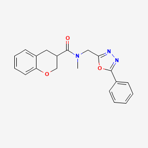 molecular formula C20H19N3O3 B5690586 N-methyl-N-[(5-phenyl-1,3,4-oxadiazol-2-yl)methyl]chromane-3-carboxamide 