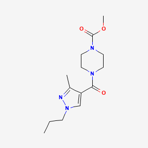 molecular formula C14H22N4O3 B5690598 methyl 4-[(3-methyl-1-propyl-1H-pyrazol-4-yl)carbonyl]-1-piperazinecarboxylate 