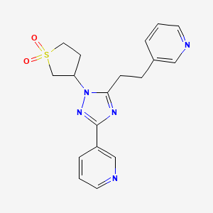 molecular formula C18H19N5O2S B5690628 3-[1-(1,1-dioxidotetrahydro-3-thienyl)-5-(2-pyridin-3-ylethyl)-1H-1,2,4-triazol-3-yl]pyridine 