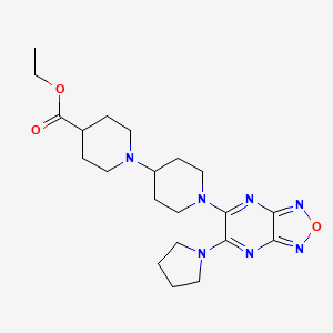 molecular formula C21H31N7O3 B5690635 ethyl 1'-[6-(1-pyrrolidinyl)[1,2,5]oxadiazolo[3,4-b]pyrazin-5-yl]-1,4'-bipiperidine-4-carboxylate 