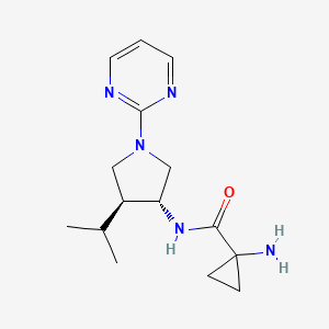 molecular formula C15H23N5O B5690661 1-amino-N-[rel-(3R,4S)-4-isopropyl-1-(2-pyrimidinyl)-3-pyrrolidinyl]cyclopropanecarboxamide hydrochloride 