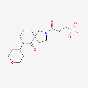 molecular formula C17H28N2O5S B5690677 2-[3-(methylsulfonyl)propanoyl]-7-(tetrahydro-2H-pyran-4-yl)-2,7-diazaspiro[4.5]decan-6-one 