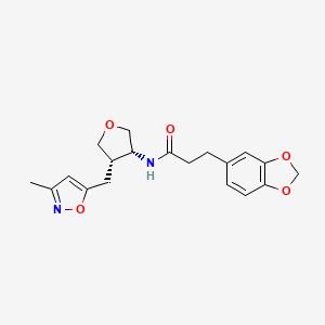 3-(1,3-benzodioxol-5-yl)-N-{(3R*,4S*)-4-[(3-methylisoxazol-5-yl)methyl]tetrahydrofuran-3-yl}propanamide