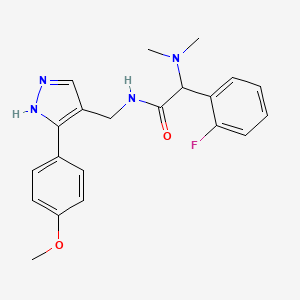 molecular formula C21H23FN4O2 B5690699 2-(dimethylamino)-2-(2-fluorophenyl)-N-{[3-(4-methoxyphenyl)-1H-pyrazol-4-yl]methyl}acetamide 