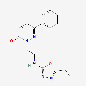 molecular formula C16H17N5O2 B5690702 2-{2-[(5-ethyl-1,3,4-oxadiazol-2-yl)amino]ethyl}-6-phenylpyridazin-3(2H)-one 