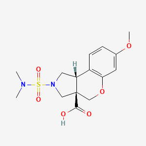 molecular formula C15H20N2O6S B5690750 (3aR*,9bR*)-2-[(dimethylamino)sulfonyl]-7-methoxy-1,2,3,9b-tetrahydrochromeno[3,4-c]pyrrole-3a(4H)-carboxylic acid 