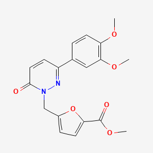 molecular formula C19H18N2O6 B5690775 methyl 5-{[3-(3,4-dimethoxyphenyl)-6-oxo-1(6H)-pyridazinyl]methyl}-2-furoate 